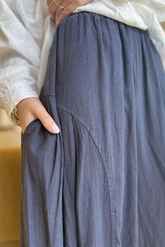 Noa Linen Blend Sia Barrel Trouser Navy